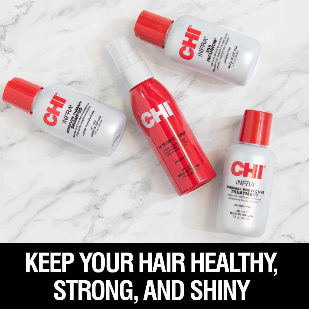 CHI Infra shampoo pump detail highlighting gentle cleansing and moisture balance