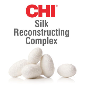 CHI label and pump close-up highlighting ingredients and easy dispensing benefit