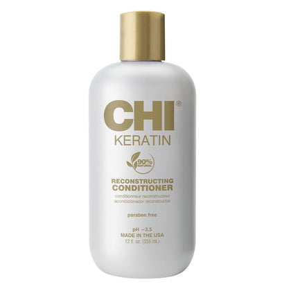 CHI front packaging showing 12 oz bottle and product benefit of restored shine