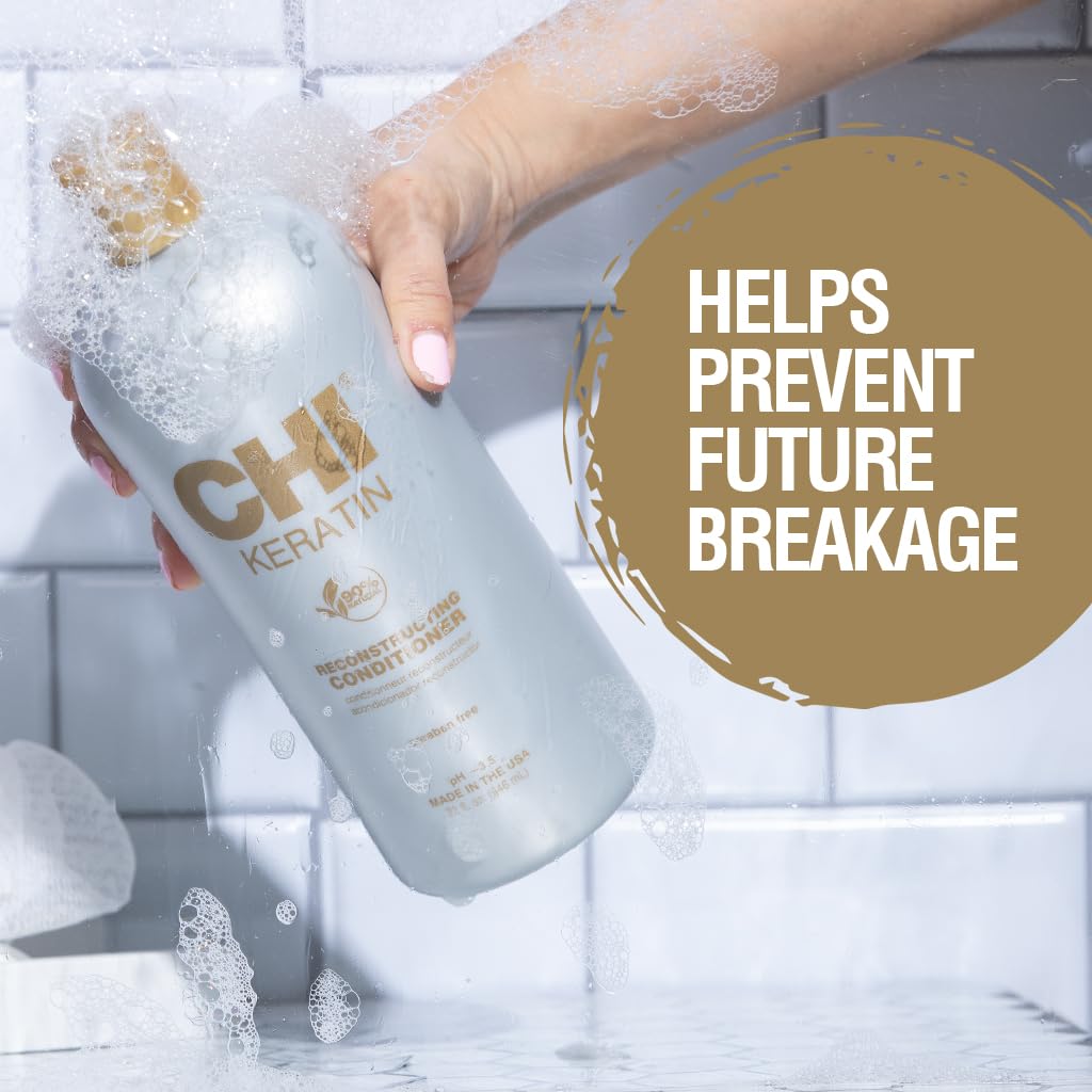 CHI applying conditioner to wet hair demonstrating smooth detangling benefit