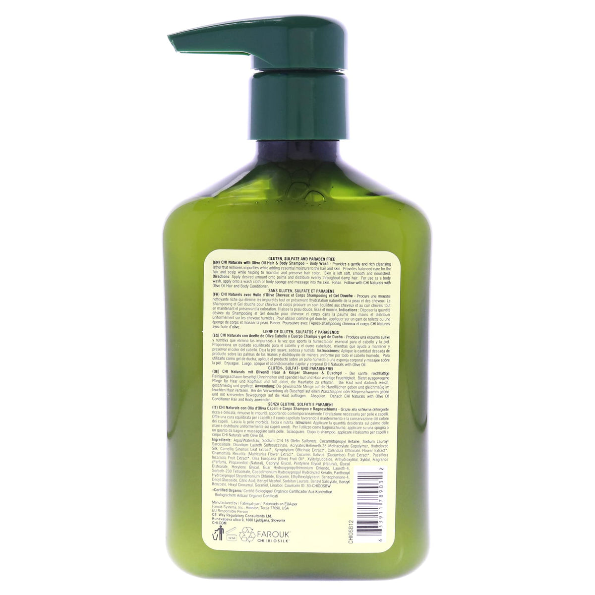 CHI label close-up highlighting ingredients and sulfate-free benefit