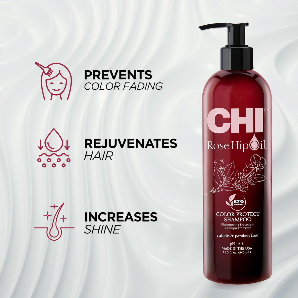CHI foam texture close-up demonstrating gentle, rich lather