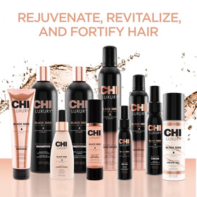CHI shampoo in shower setting showcasing daily use and improved manageability benefit
