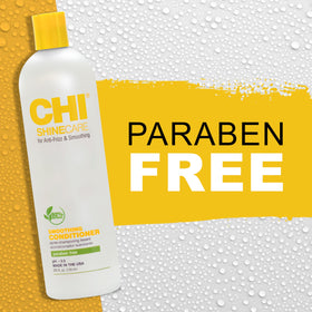 CHI ShineCare bottle staged in bathroom setting for styling routine