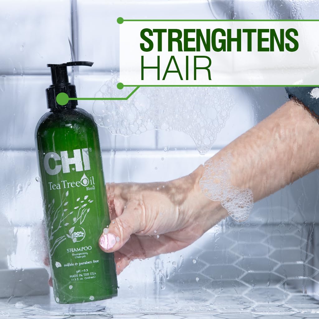 CHI bottle in shower being used to refresh scalp and hair