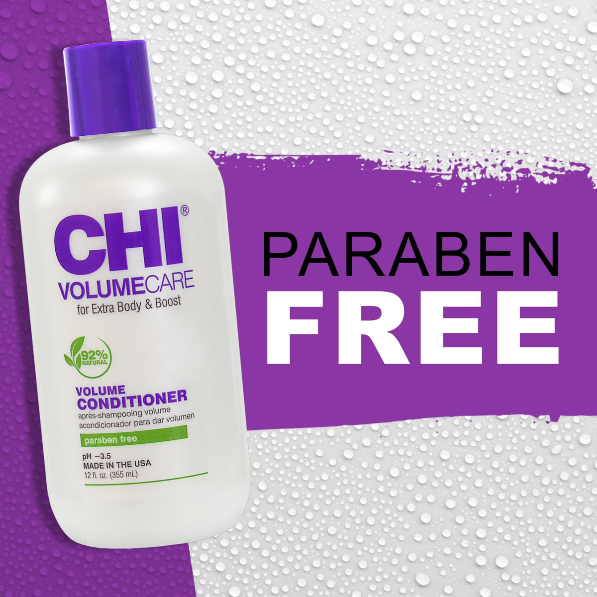 CHI VolumeCare on bathroom shelf in lifestyle setting for daily use