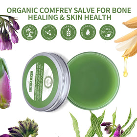 Chialing comfrey salve size comparison with 3.5oz jar for scale
