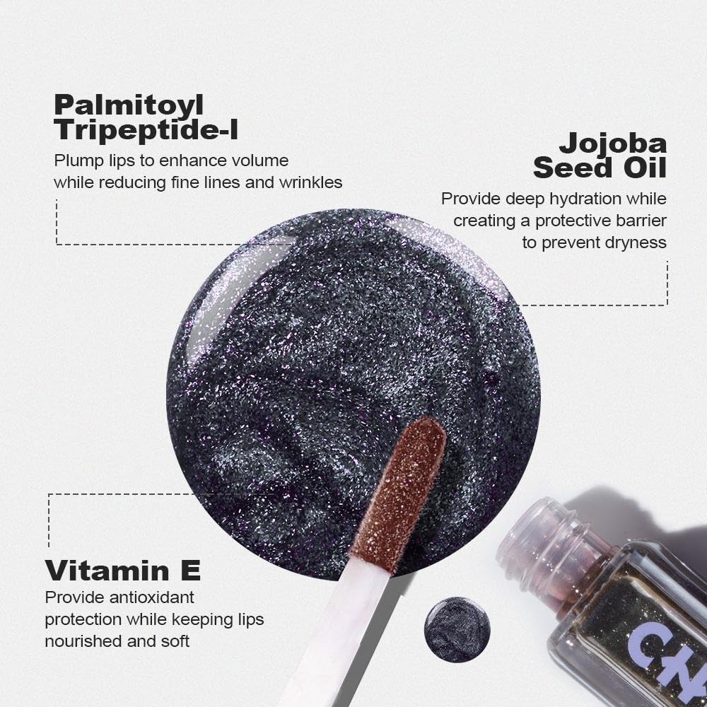 Chillab lifestyle evening look with glossy lips adding sparkle and glam confidence