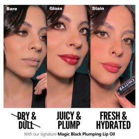 Chillab on lips revealing personalized rose tint and radiant high-shine finish