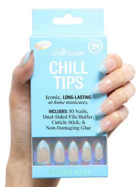 Chillhouse Bougie Blue front packaging showing kit contents and benefit of easy at-home manicure