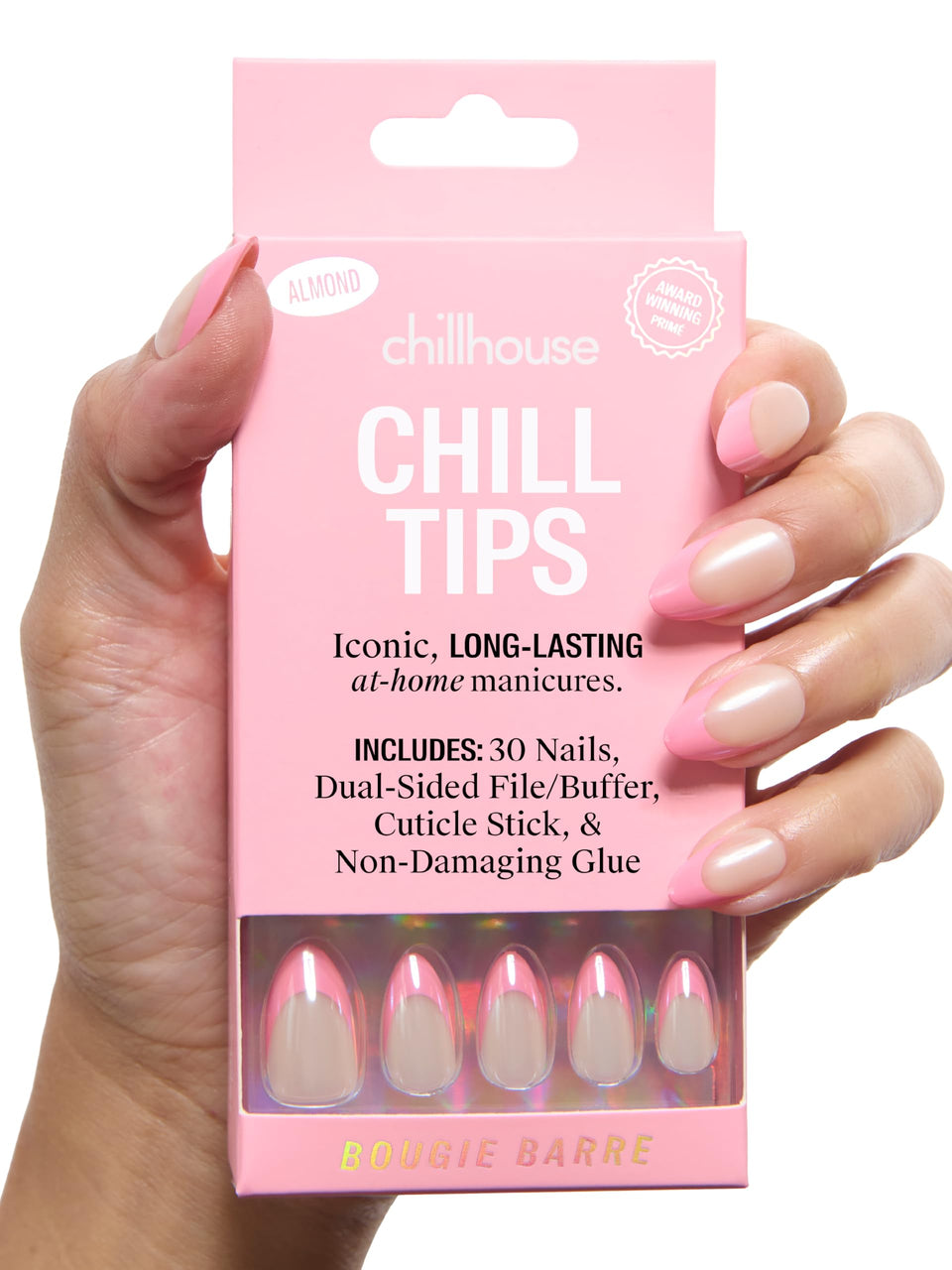 Chillhouse front packaging showing Bougie Barre kit and included tools for easy application