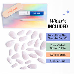 Chillhouse tools and Gentle nail glue arranged for quick application