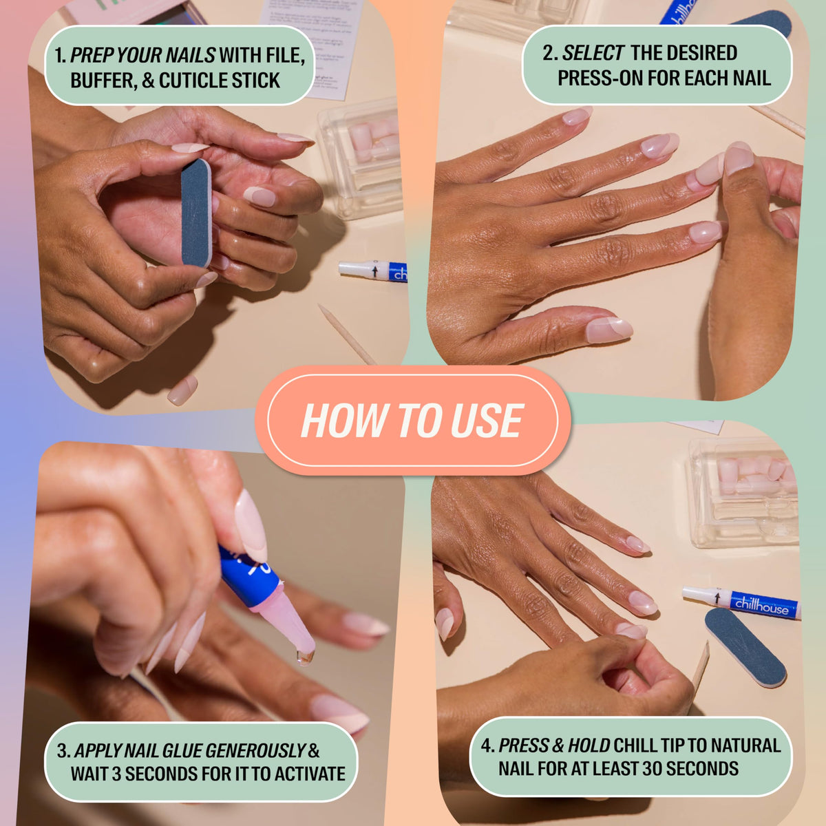 Chillhouse model hands wearing Bougie Barre nails demonstrating polished everyday look