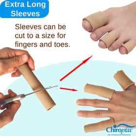 Chiroplax sleeve being trimmed to custom size for tailored fit