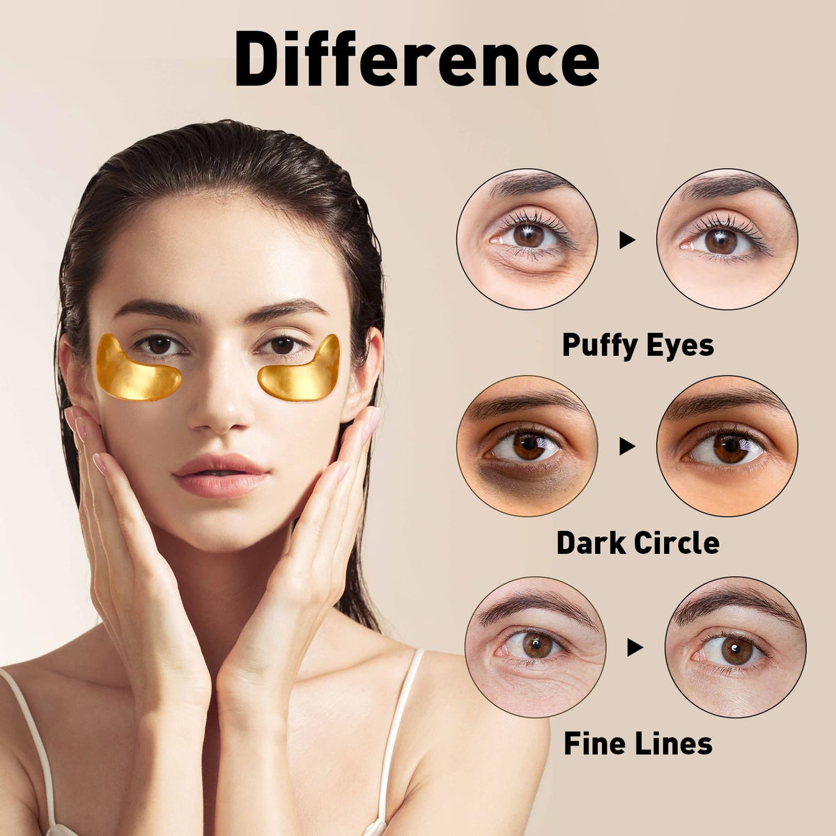 CHMI patches in use on model reducing puffiness and refreshing eyes