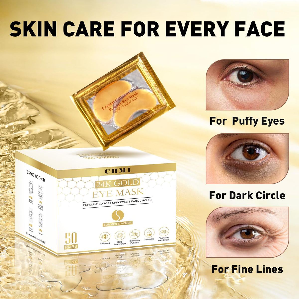 CHMI close-up of gold flakes in patch showing luxe antioxidant boost