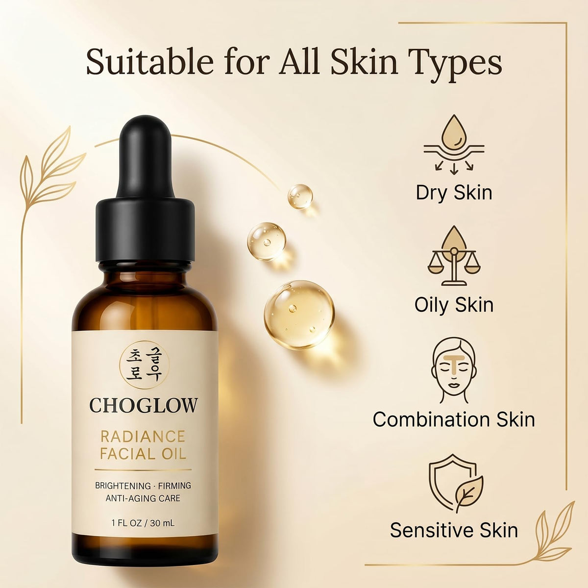 Choglow ingredient collage with jojoba rosehip moringa, communicates nourishing botanical blend