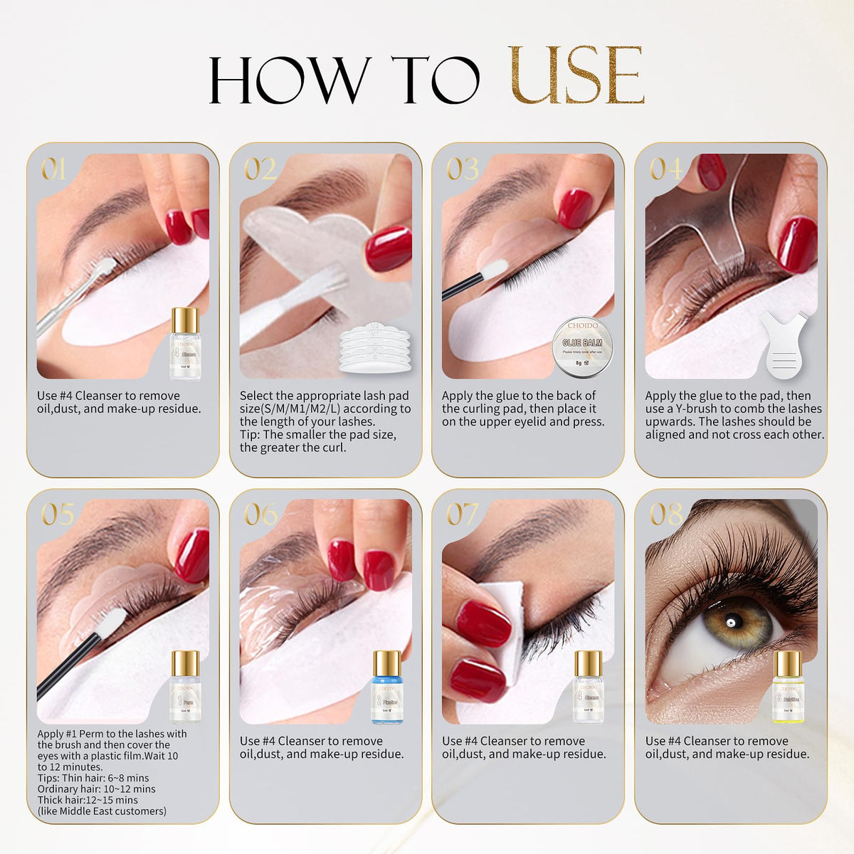 Choido nourishing serum texture applied to lashes for conditioning