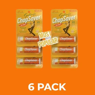 ChopSaver Goslings six-pack display arranged to show value and multiple-use convenience