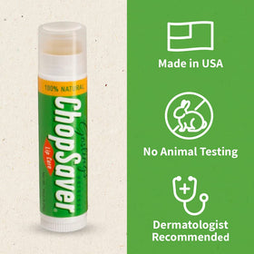 ChopSaver ingredients flatlay with shea, mango, arnica showing natural formula
