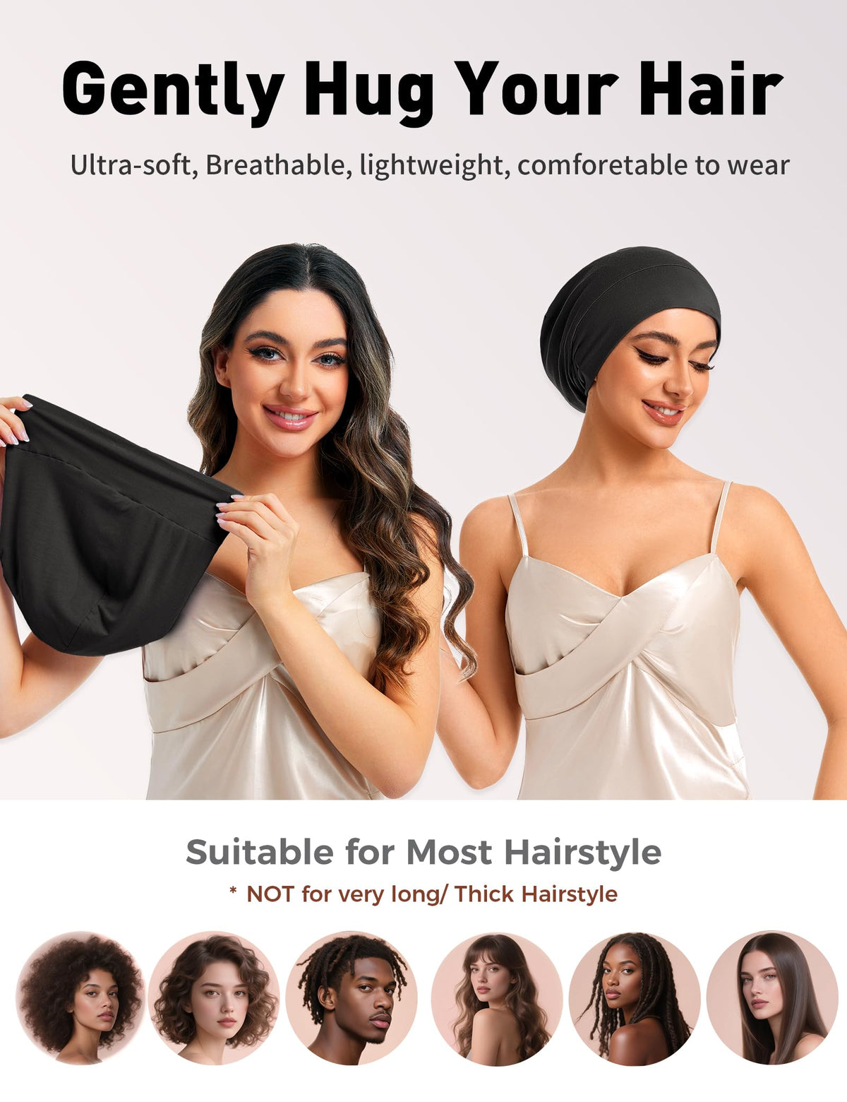 choshion bonnet worn during bedtime skincare routine showing comfort and breathable fabric