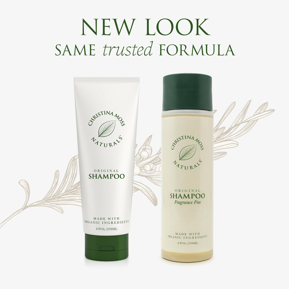 Christina Moss Naturals on bathroom shelf in lifestyle scene showing responsible beauty appeal