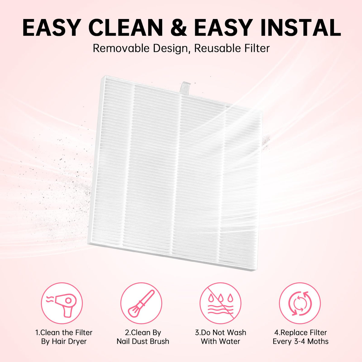 CHRISTINE SHELLY reusable filter access open for easy cleaning and maintenance