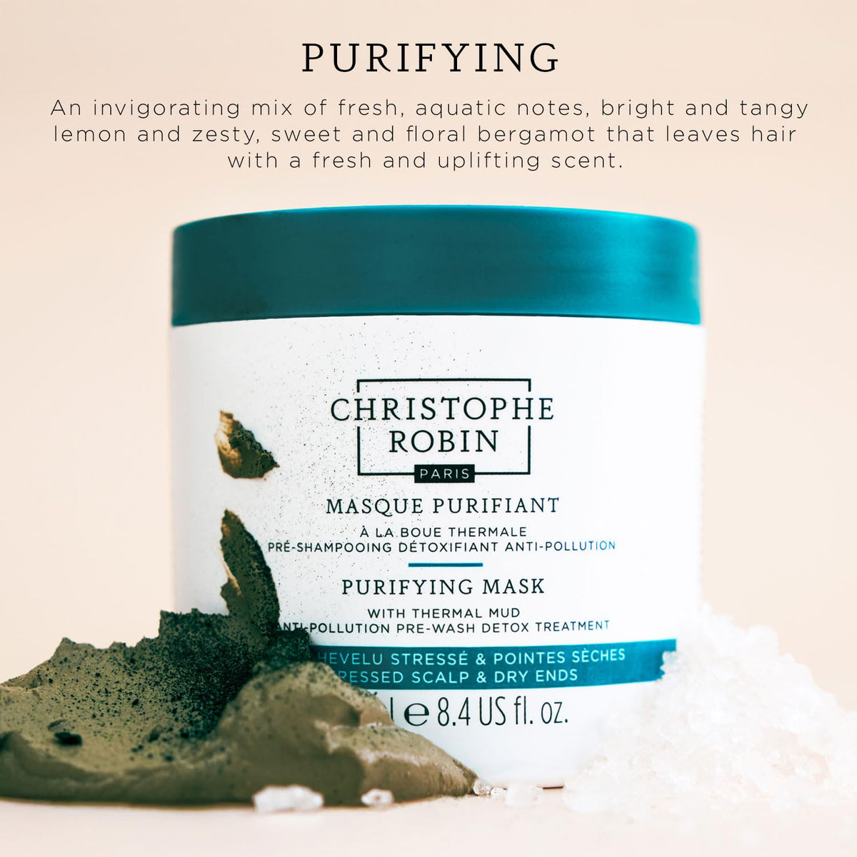Christophe Robin gelée texture close-up on fingertips, smooth lightweight feel