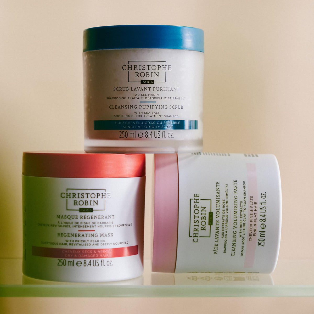 Christophe Robin label detail showing vegan, gluten-free, cruelty-free benefits