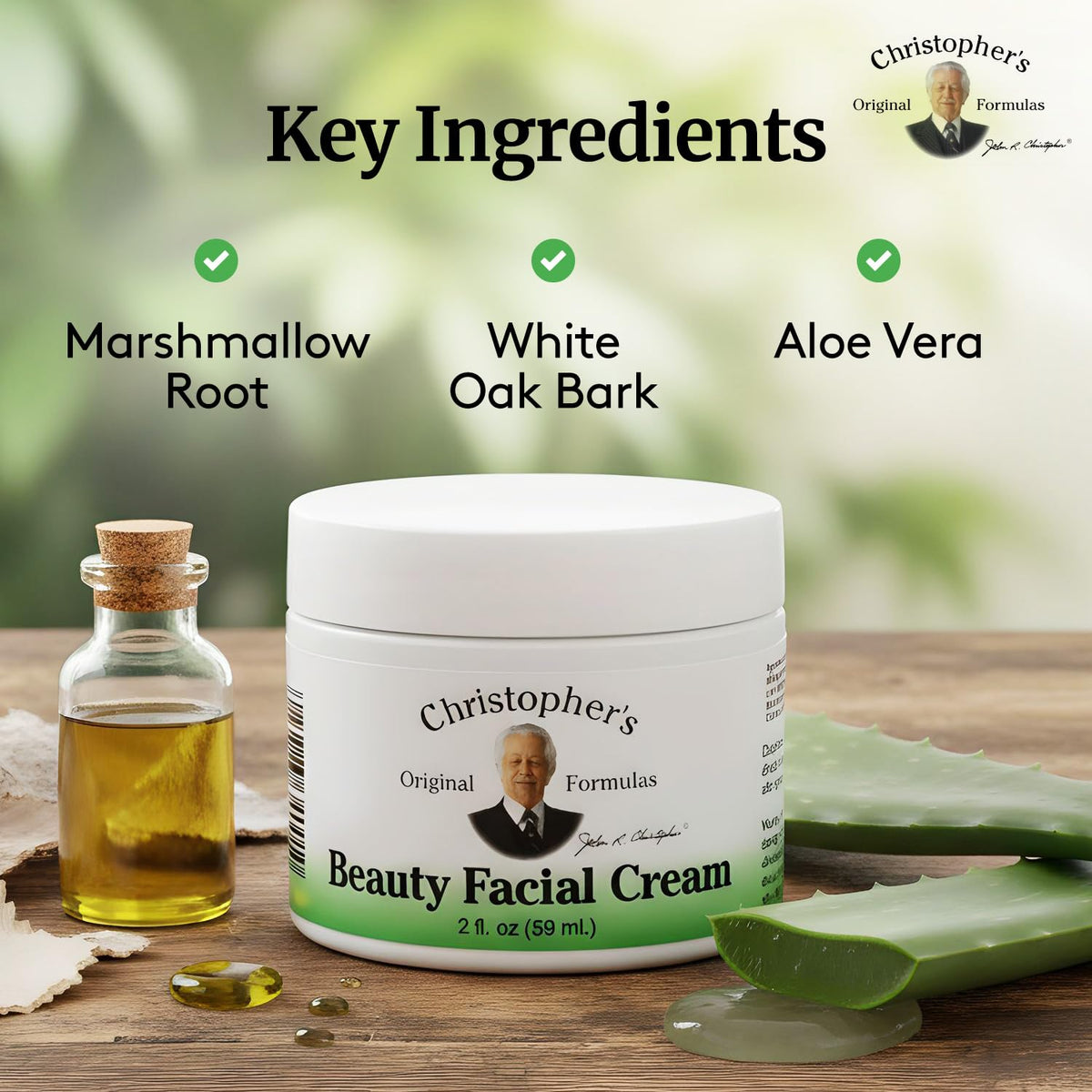 Christopher's Original Formulas with olive oil droplet highlighting moisturizing benefit