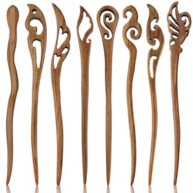 Chuangdi front view showing eight wooden hair sticks and elegant packaging, stylish gift benefit