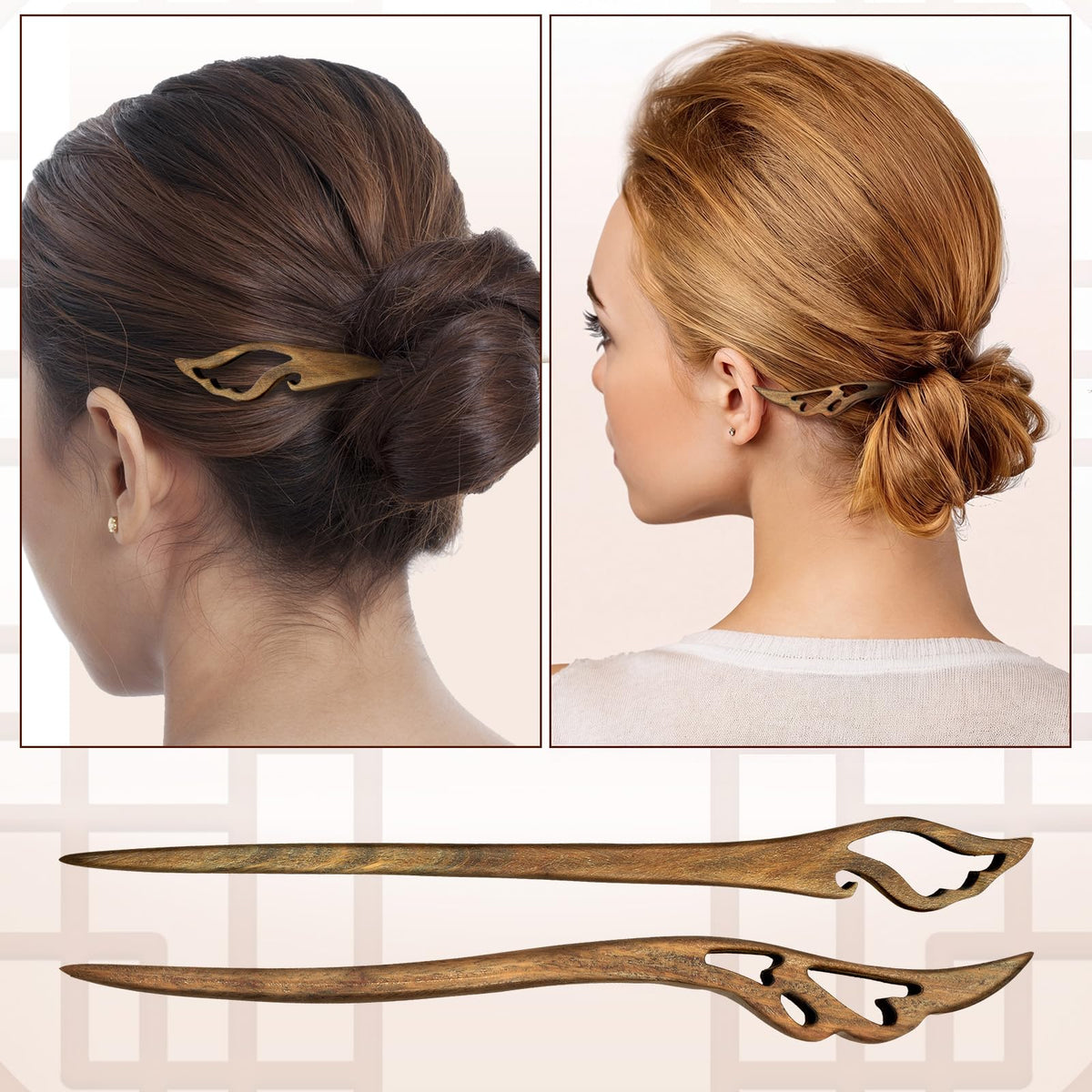 Chuangdi hair stick in a secured bun demonstrating hold and styling support