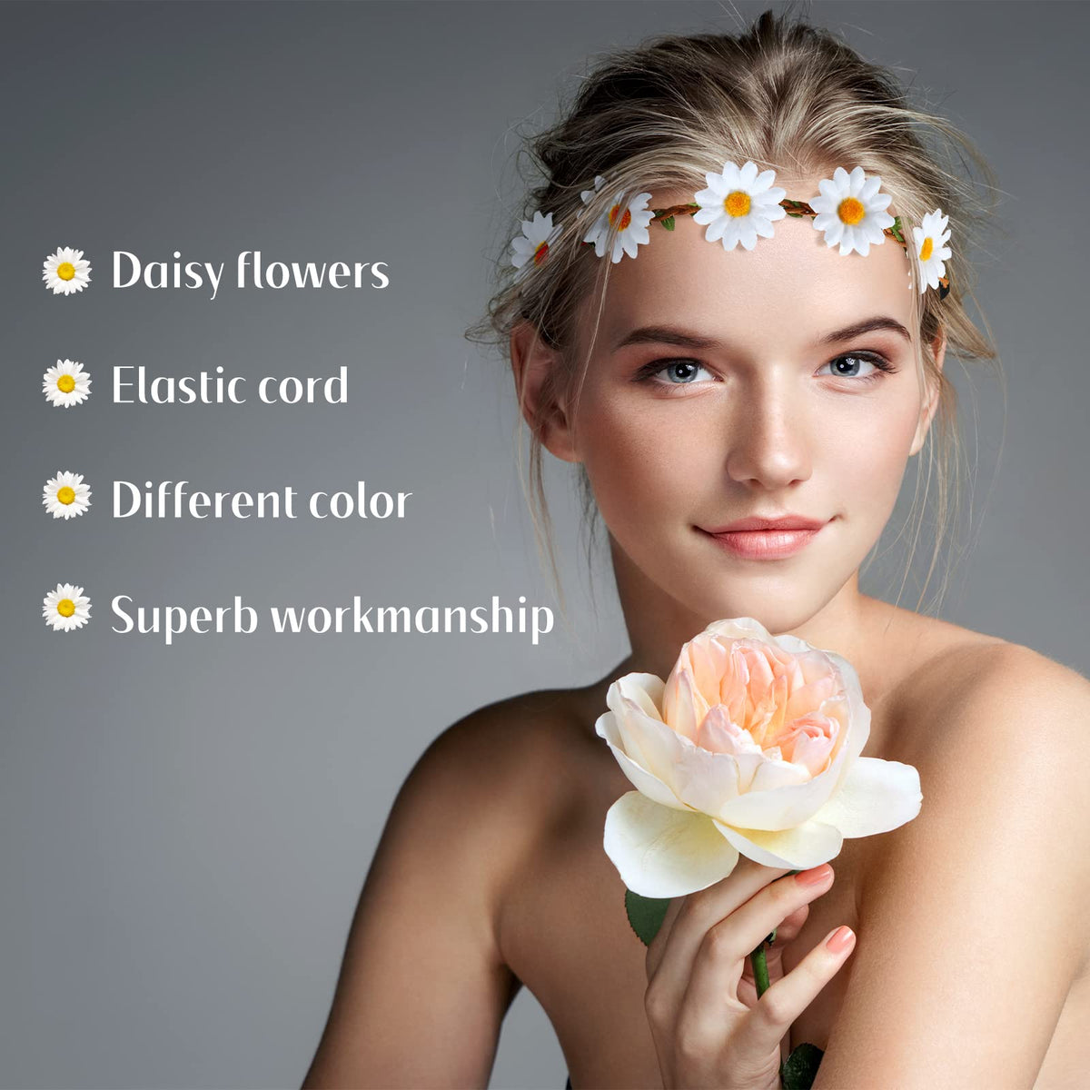 Chunyin floral crown styled at a beach party demonstrating festive appeal