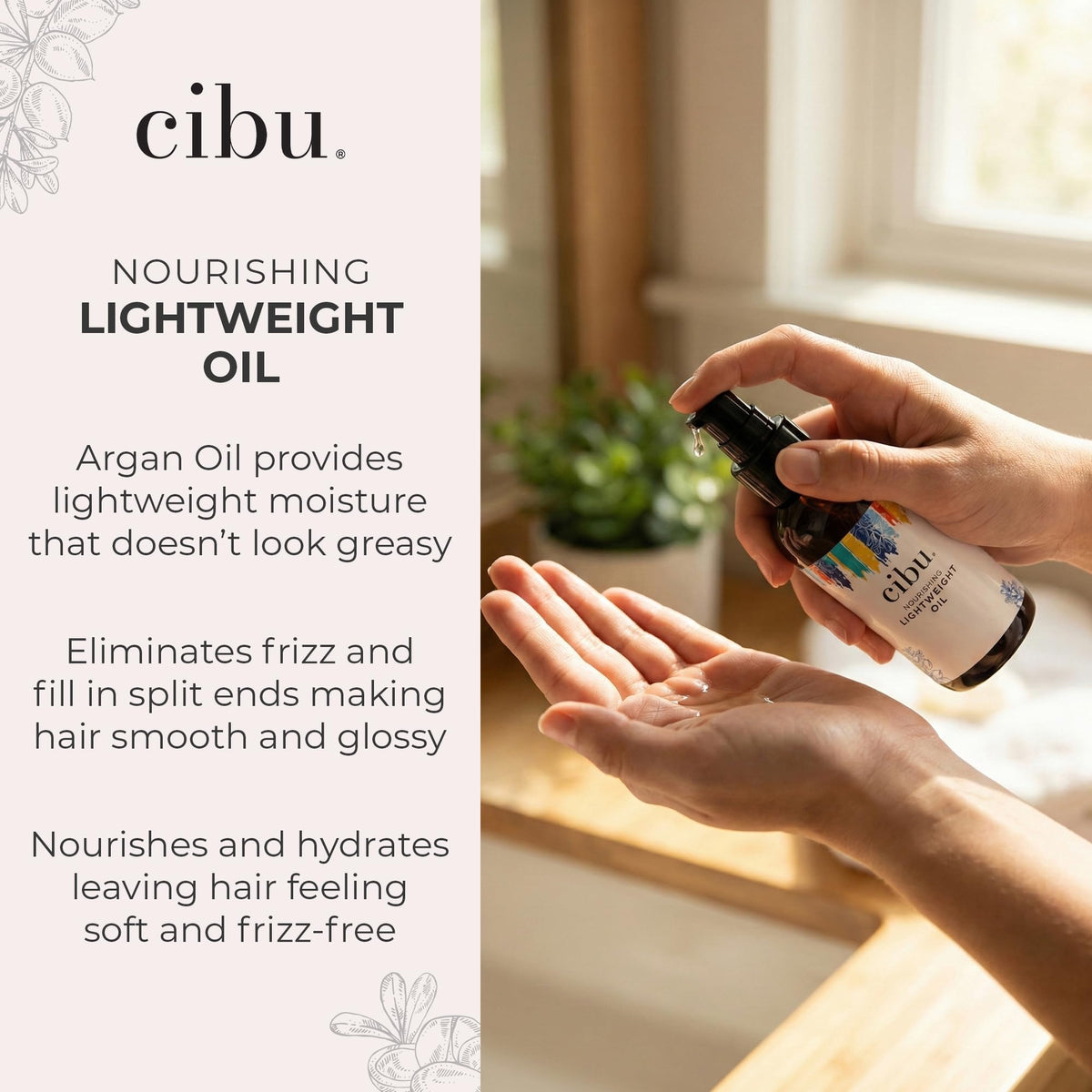 CIBU applied to damp hair demonstrating heat-protectant preparation