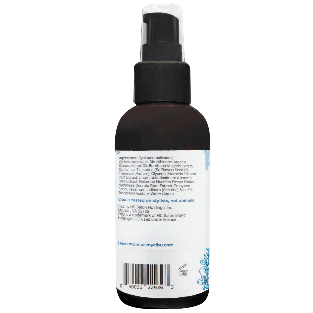 CIBU close-up pump dispensing serum illustrating easy controlled application