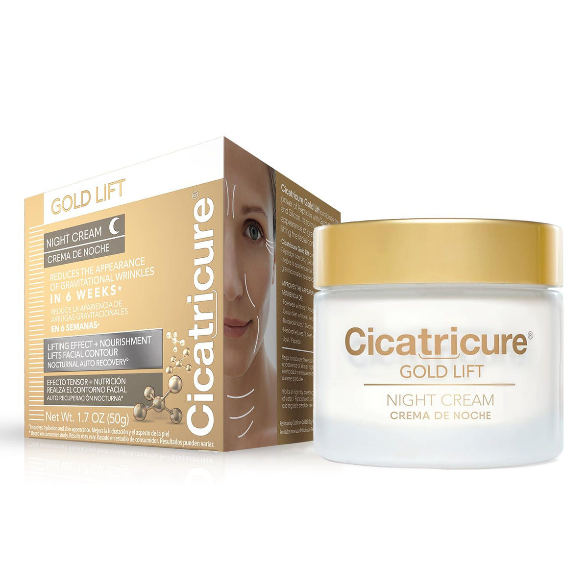 Cicatricure front packaging showing jar and branding for shelf appeal