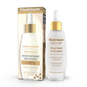 Cicatricure Gold Lift front packaging showing bottle and branding, conveys premium skincare