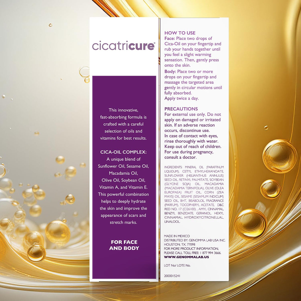 Cicatricure on a bathroom shelf in a lifestyle scene suggesting daily routine