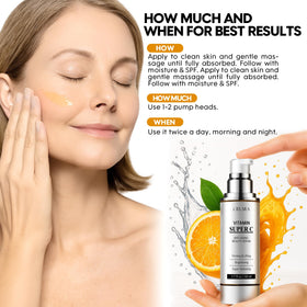 CIELARA ingredients display with vitamin C and hyaluronic acid, transparency benefit