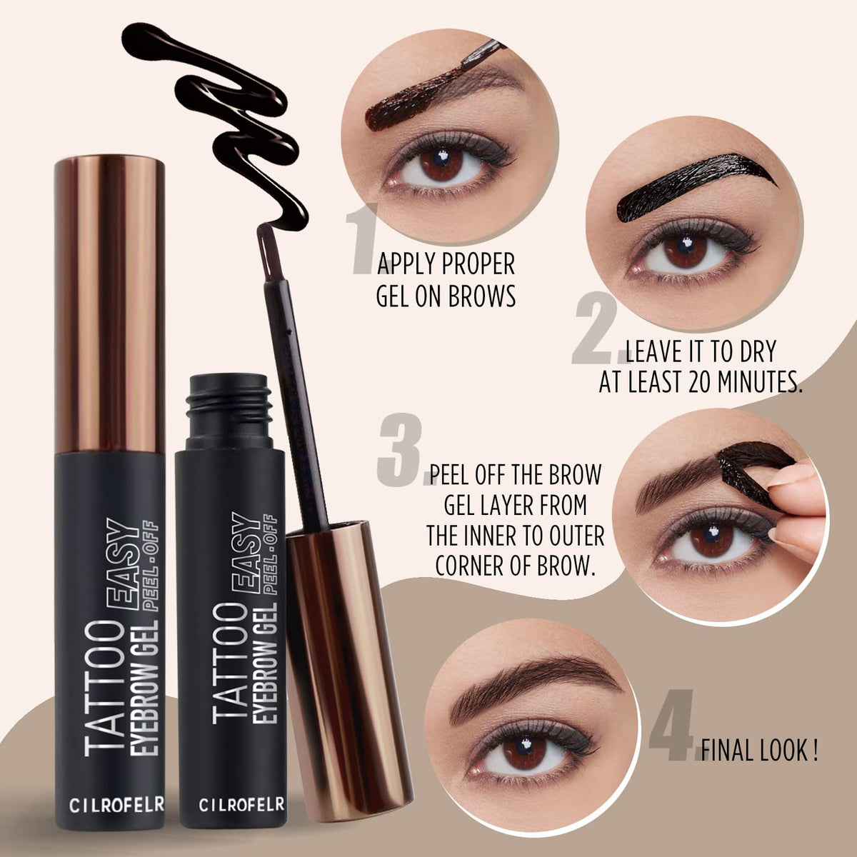 Cilrofelr lifestyle model wearing tinted brows illustrating long-lasting confidence
