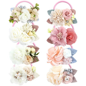 Cinaci front pack showing eight flower hair ties, easy gifting and storage