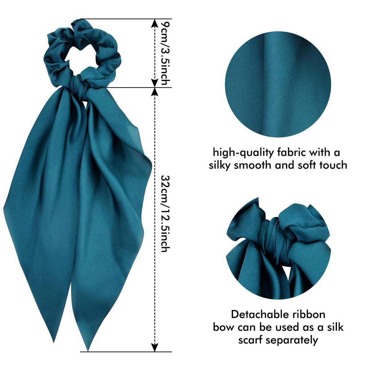 Cinaci scrunchie next to a hand for size comparison, showing comfortable scale