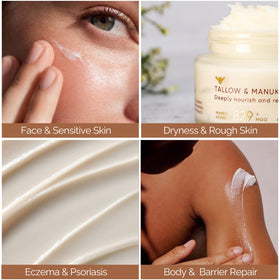 Cinder Brands balm being warmed on hands for easy spread and long-lasting hydration