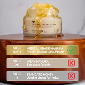 Cinder Brands close-up of Manuka honey blended into tallow adding soothing comfort