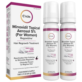 C'rcle front label showing 5% minoxidil and unscented benefit
