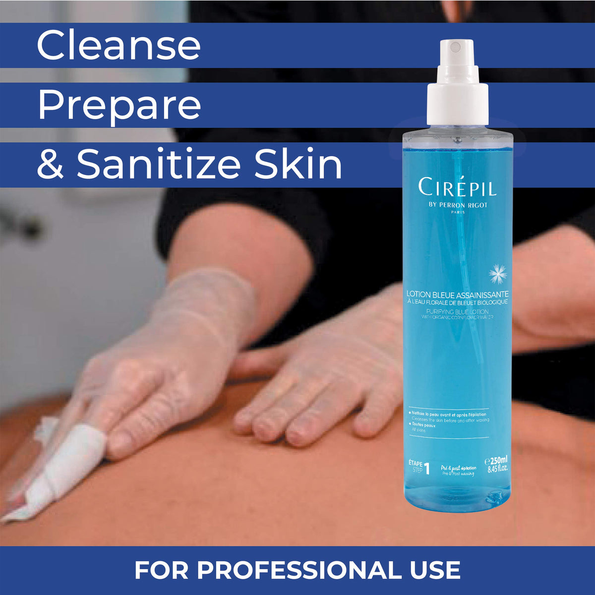 Cirepil bottle on salon trolley in treatment room enhancing professional hygiene routine