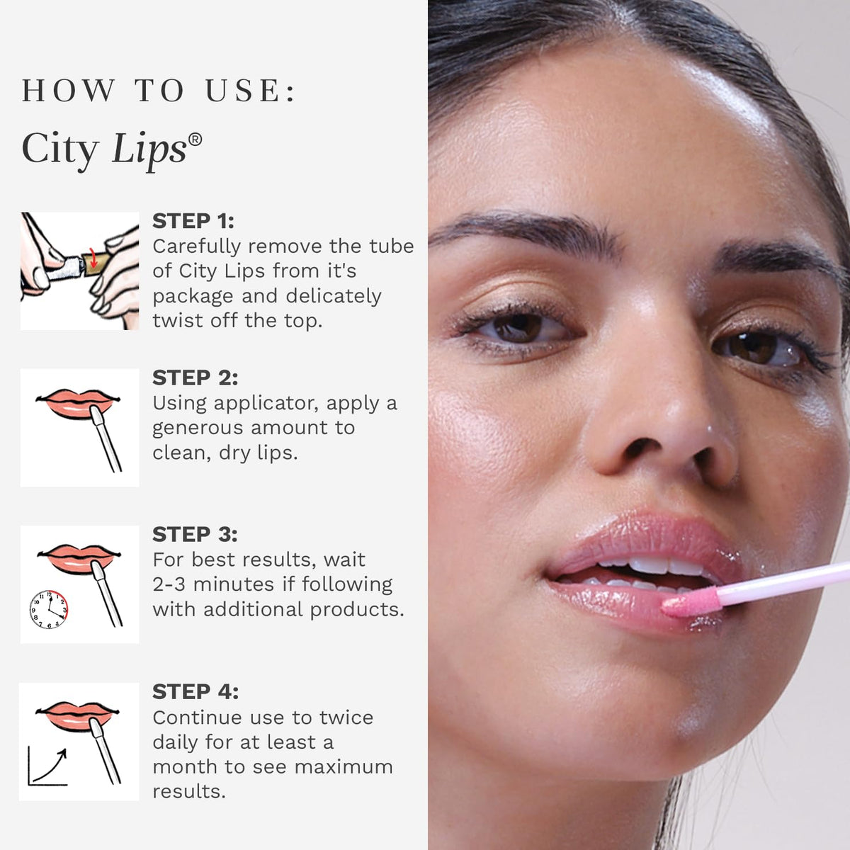 City Beauty City Lips on smiling model demonstrating luminous, youthful look