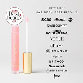 City Beauty City Lips open cap showing label and Sun Diego golden shimmer