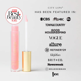 City Beauty City Lips size comparison next to everyday item showing portable, travel-friendly benefit