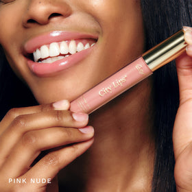 City Beauty City Lips swatch on skin revealing true pink nude color payoff